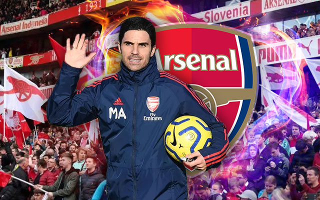 Mikel Arteta With Arsenal Logo