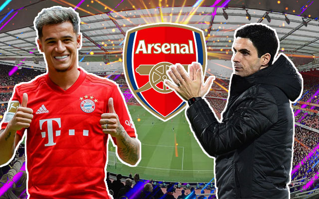 Philippe Coutinho and Mikel Arteta Arsenal